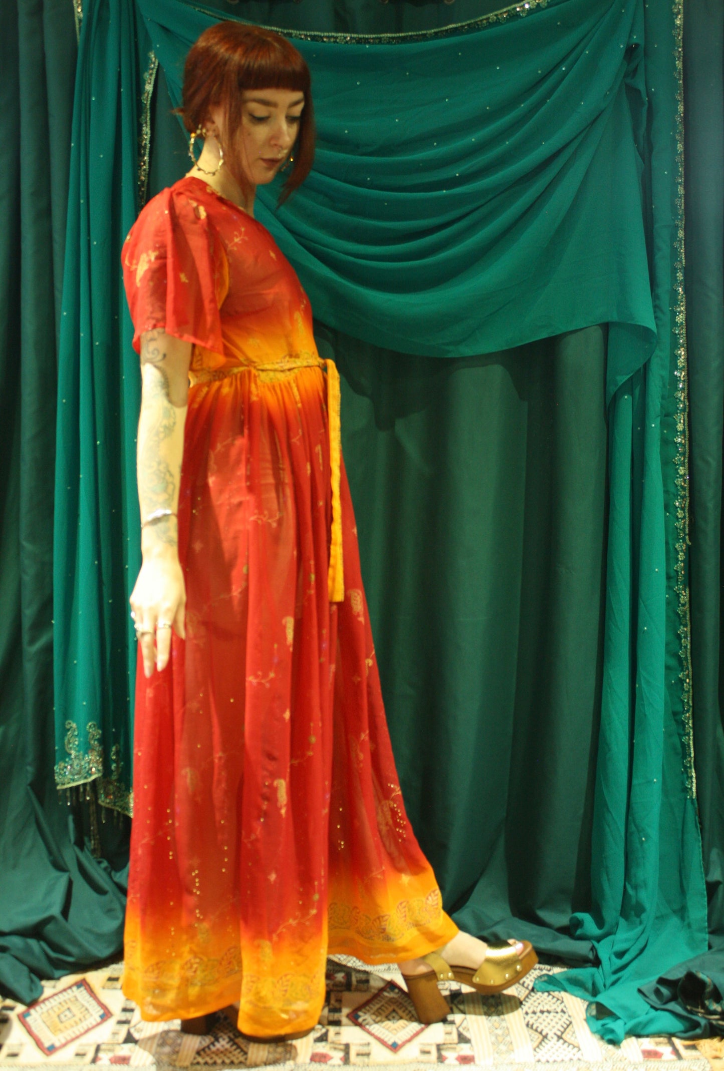 Vintage Sheer Indian Maxi Dress