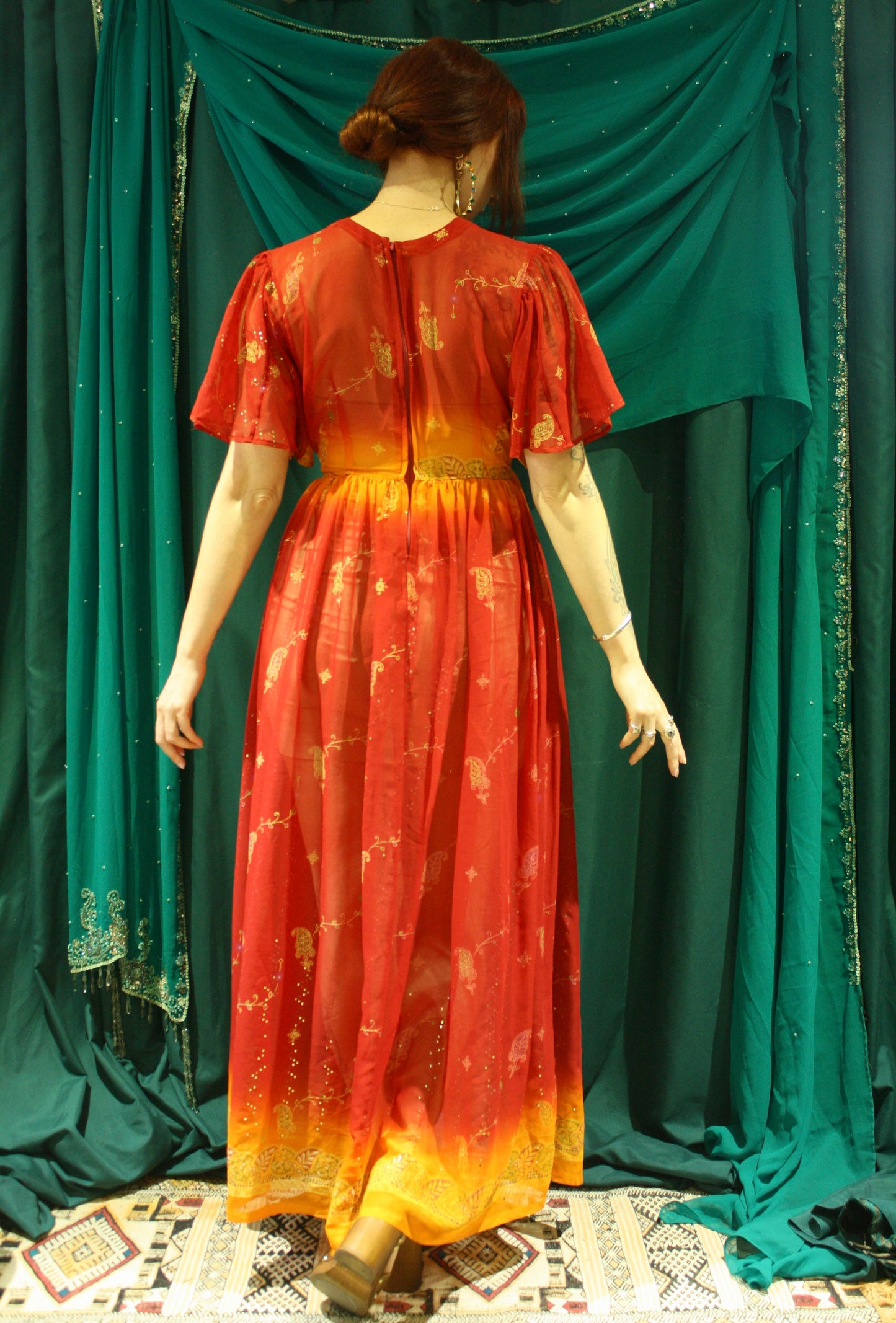 Vintage Sheer Indian Maxi Dress