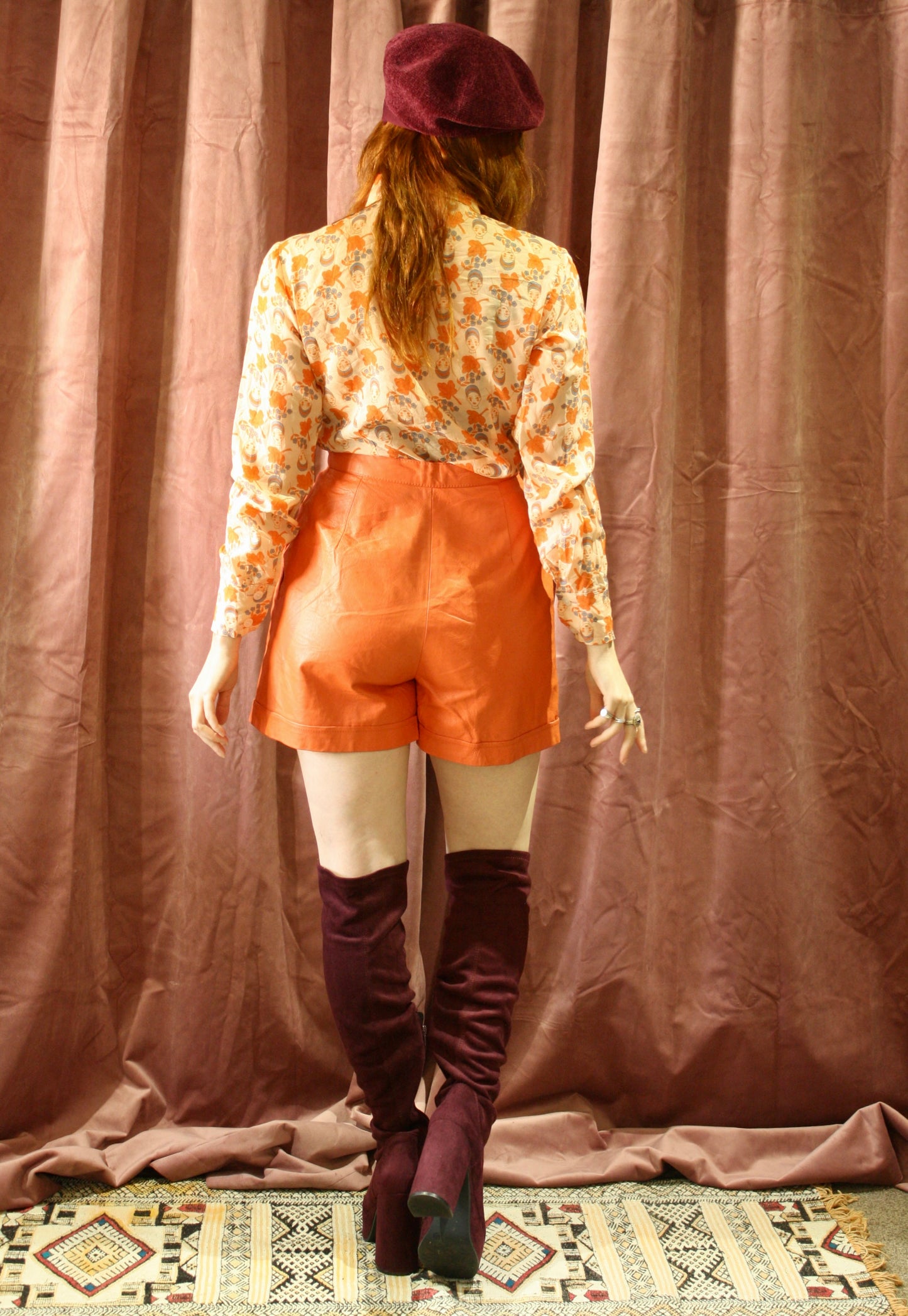 Vintage Orange Leather Shorts