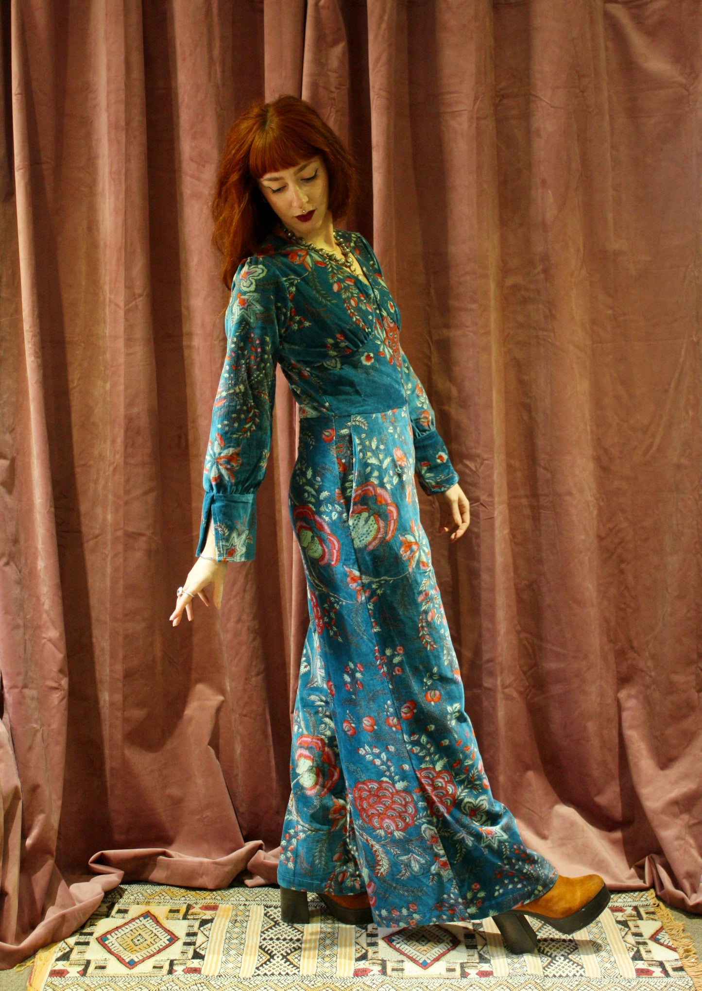 Velvet Floral 70's Jumpsuit