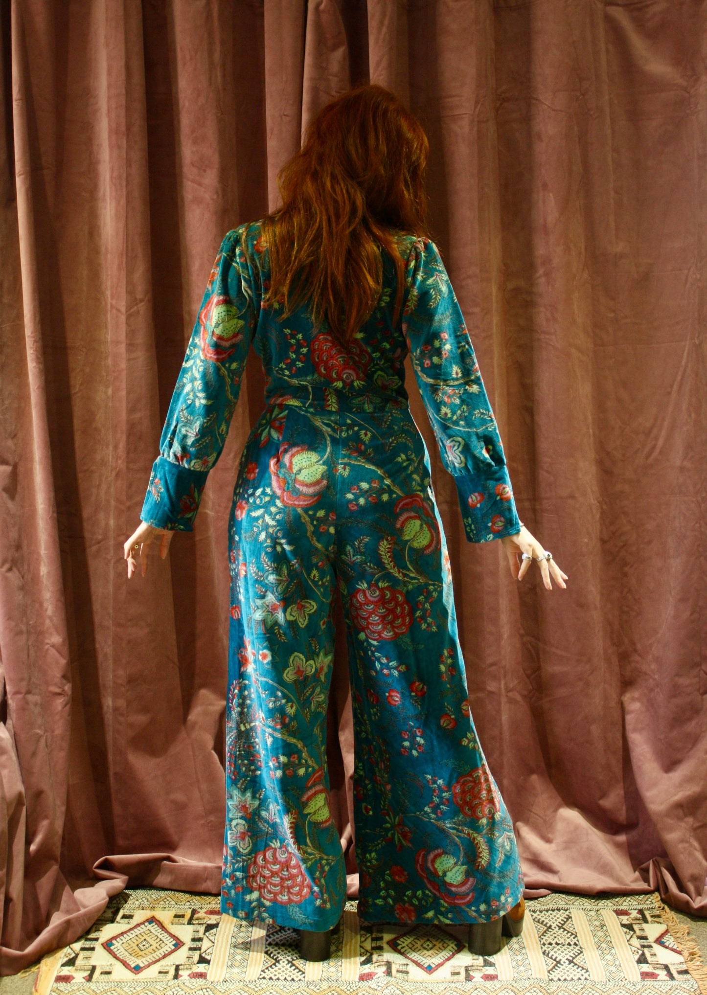 Velvet Floral 70's Jumpsuit