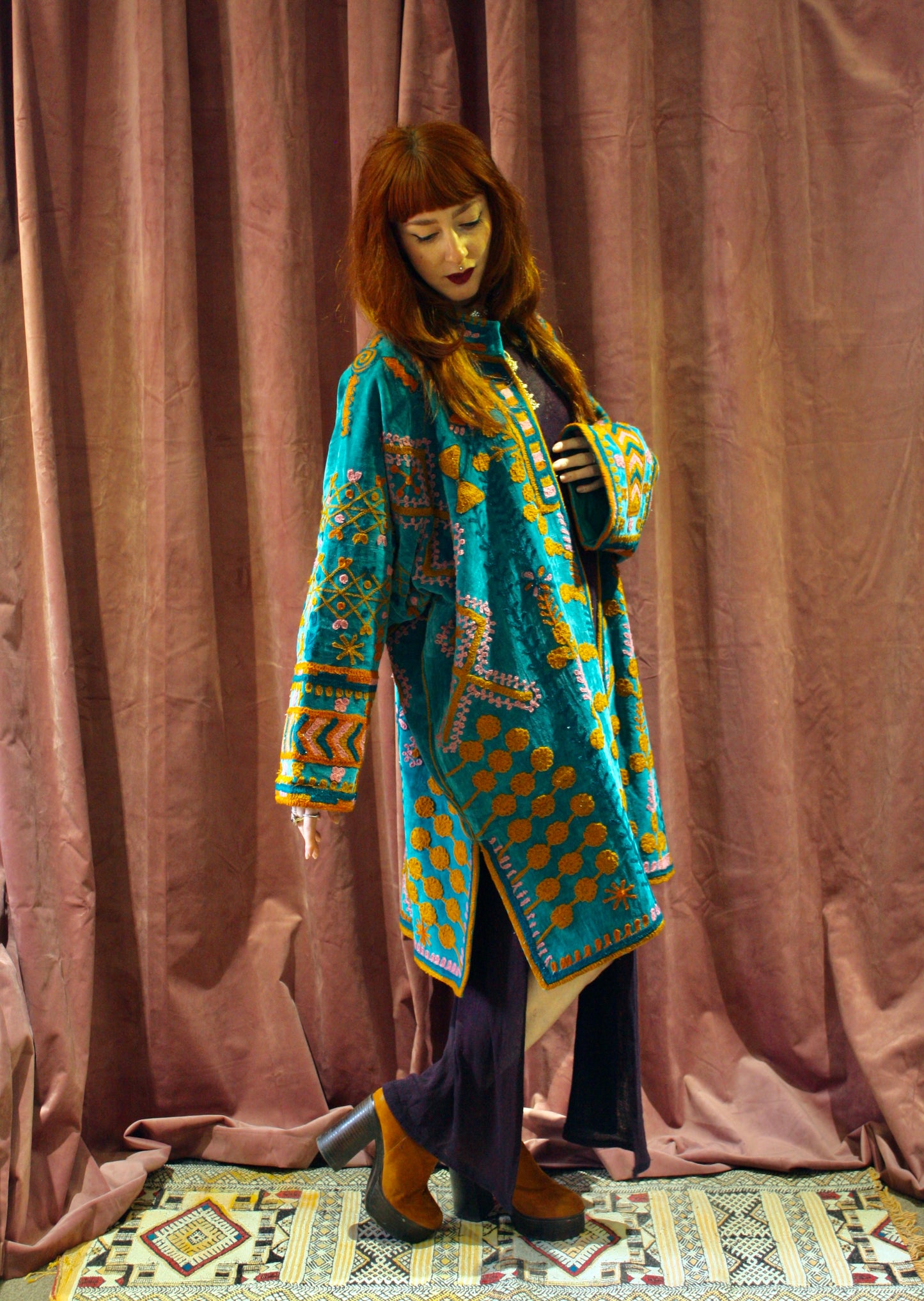 'Florence' Velvet Embroidered Kimono Jacket