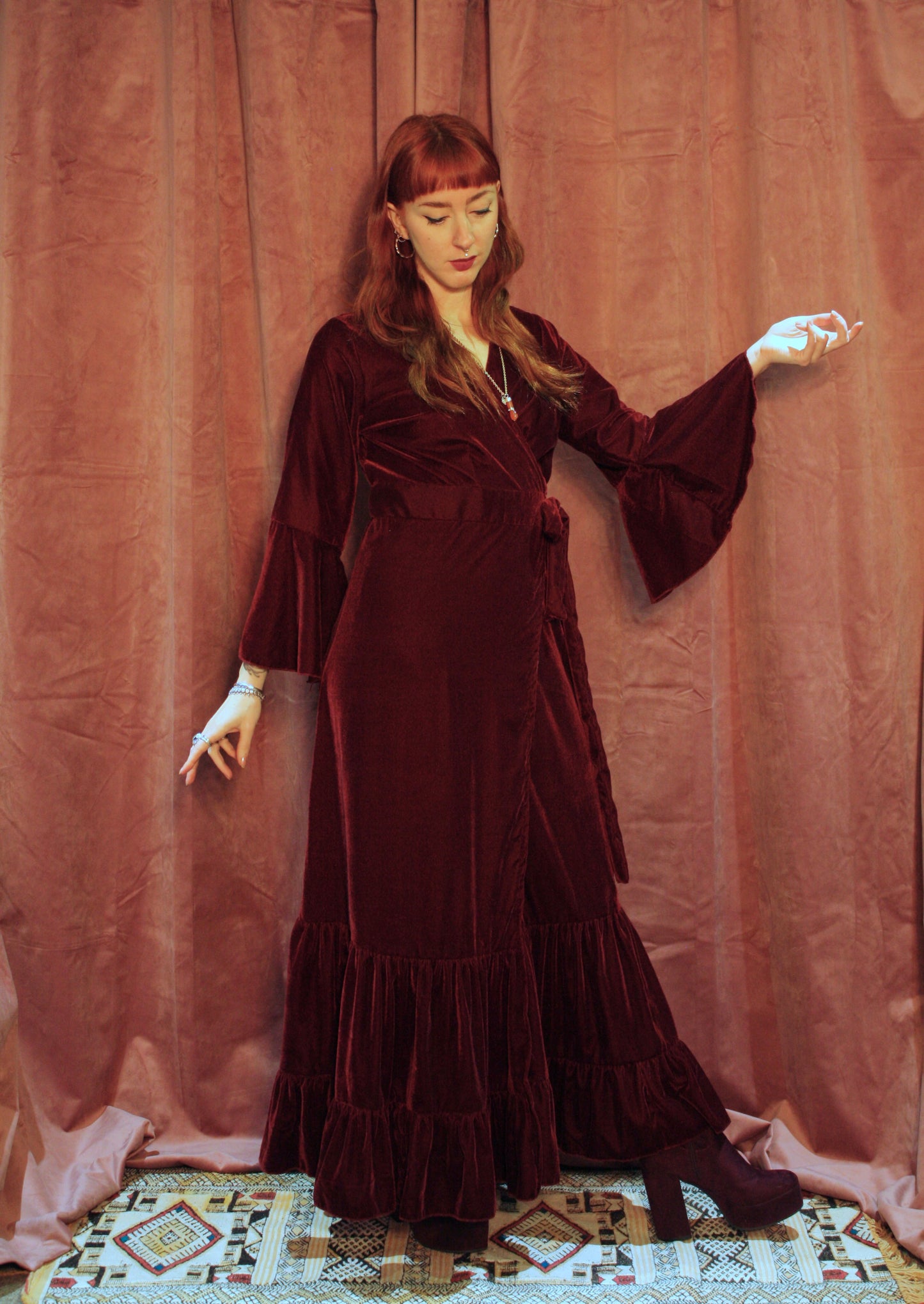 'Astrid' Velvet Wrap Dress