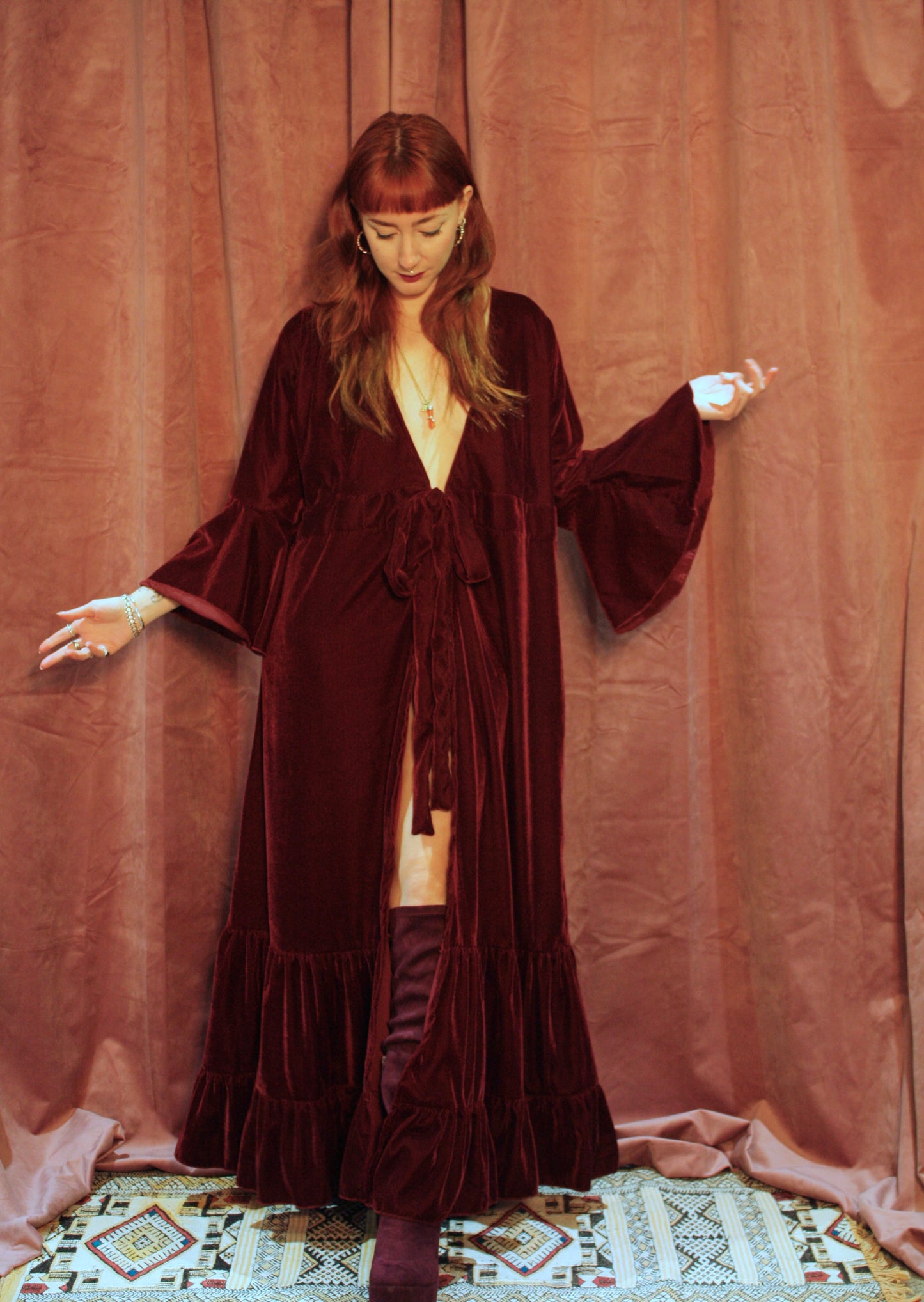 'Astrid' Velvet Wrap Dress